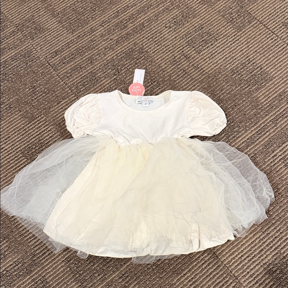 White and Cream Tulle Special Occasion Dress
